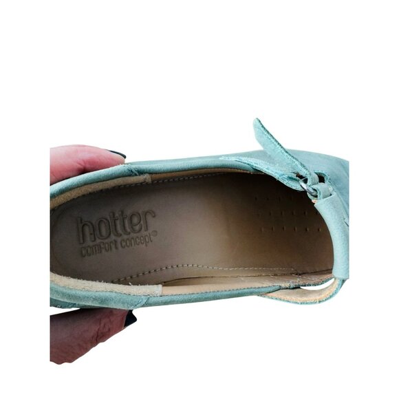 Hotter Comfort Concept Leather Shoes Sunset 8 Teal Green Cushioned Casual Loafer - Picture 8 of 13